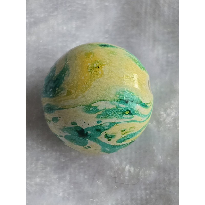 Kunststoff Perle rund mint/gelb