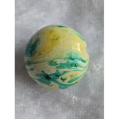 Kunststoff Perle rund mint/gelb