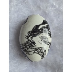 Kunststoff Perle oval schwarz/weiss