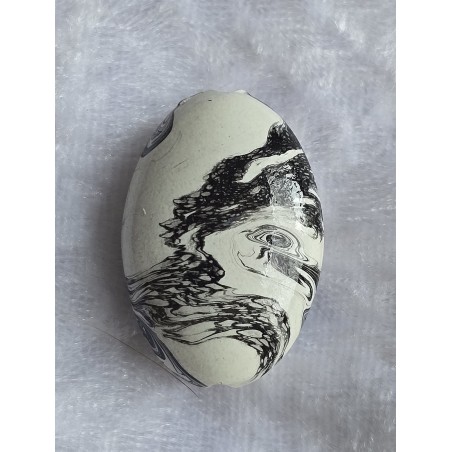 Kunststoff Perle oval schwarz/weiss