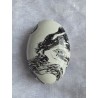 Kunststoff Perle oval schwarz/weiss