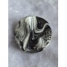 Kunststoff Perle rund-flach-gewellt schwarz/weiss
