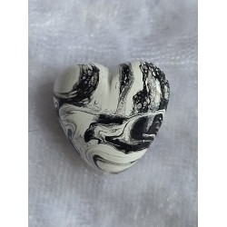 Kunststoff Perle Herz schwarz/weiss
