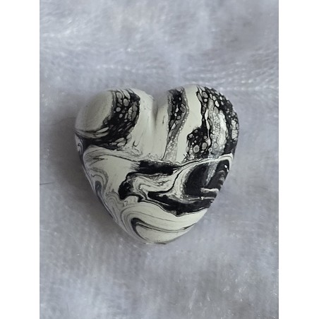 Kunststoff Perle Herz schwarz/weiss