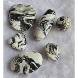 Kunststoff Perle Kugel schwarz/weiss