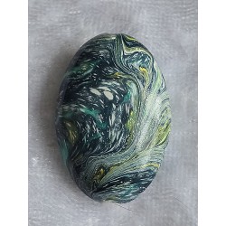 Kunststoff Perle oval petrol/gelb/mint