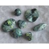 Kunststoff Perle rund-flach-gewellt petrol/gelb/mint