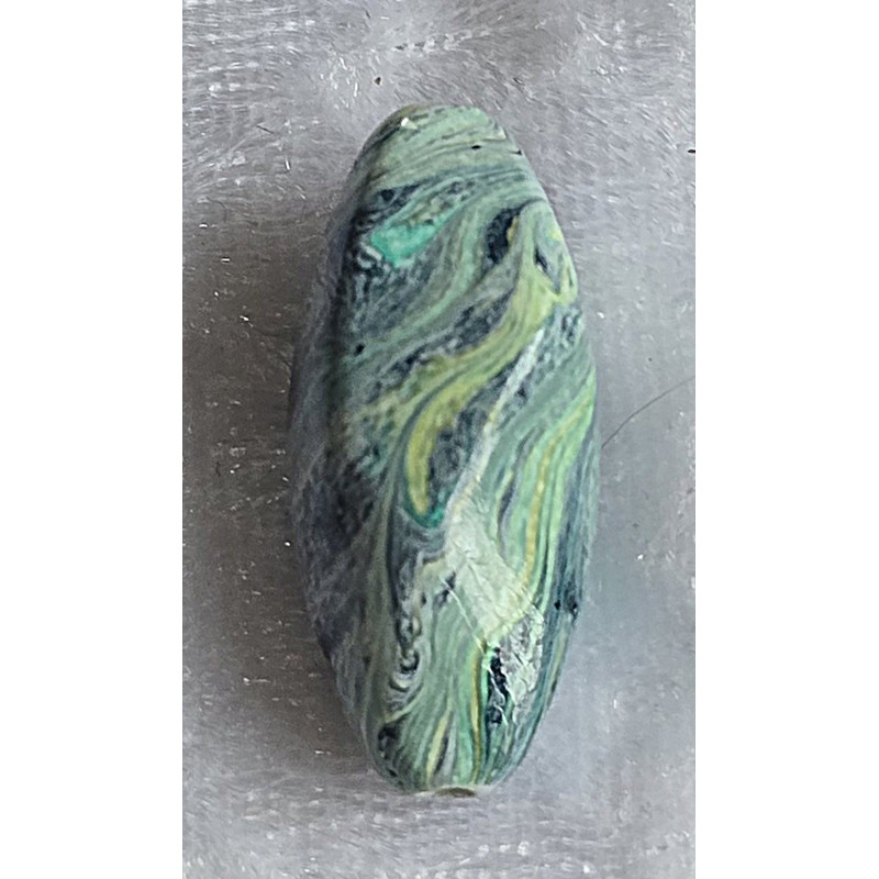 Kunststoff Perle lang-gewellt petrol/gelb/mint