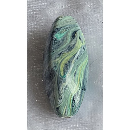 Kunststoff Perle lang-gewellt petrol/gelb/mint