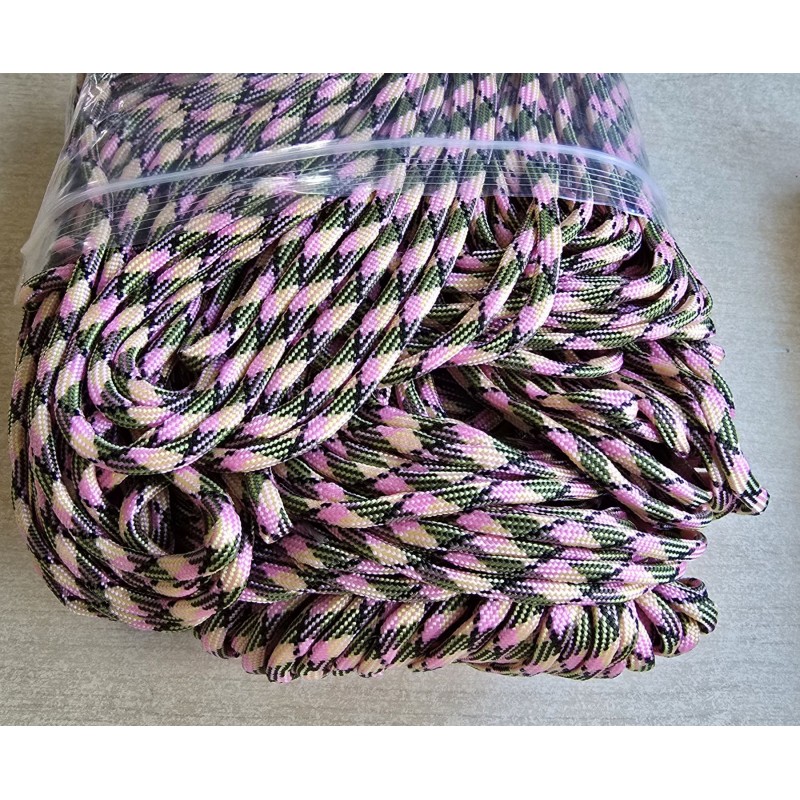 Paracord rosa/grün/schwarz/gelb