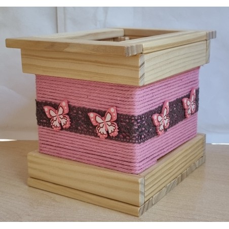 Klötzchen Laterne Schmetterlinge   natur-rosa