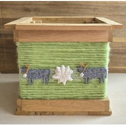 Klötzchen Laterne Kühe-Edelweiss/hellgrün natur Klötzchen