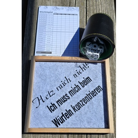 Würfelspiel Yahtzee " Hetz mich nicht....."  hellgrau