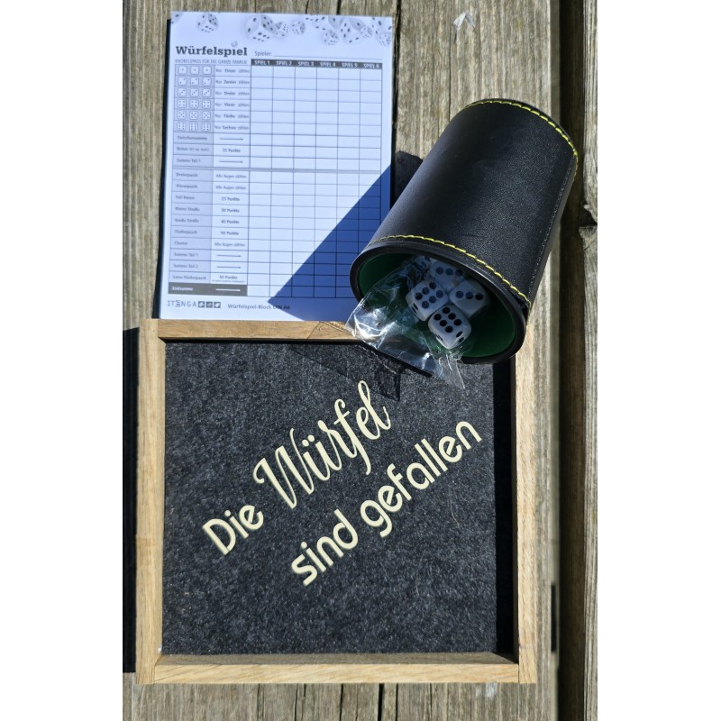 Würfelspiel Yahtzee " Die Würfel sind gefallen "  anthrazit