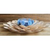 Holzlöffel Teelicht gross Blumen/blau