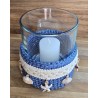 Teelicht Glas Muscheln/blau-creme