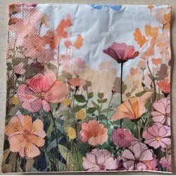 Serviette Blumenwiese/rosa-lachs-orange
