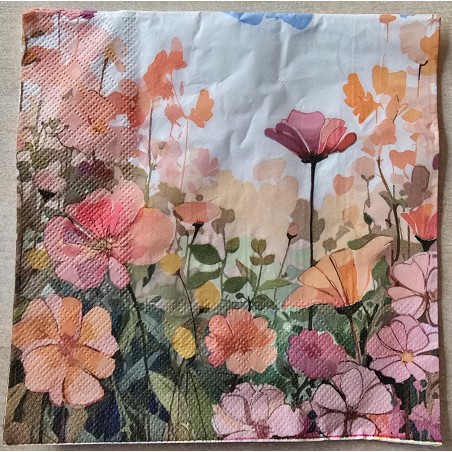 Serviette Blumenwiese/rosa-lachs-orange
