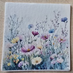 Serviette Blumenwiese/blau-lila