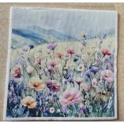 Serviette Mohnblumen Feld/Berge