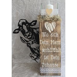 Holzklotz Teelicht Kuh/Esel/Gans