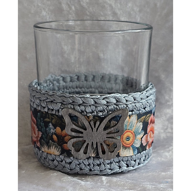 Teelicht Glas hellgrau