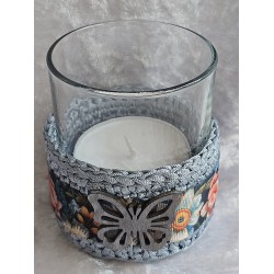 Teelicht Glas hellgrau