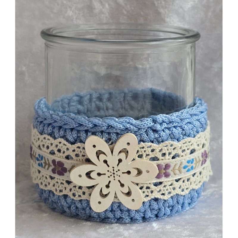 Teelicht Glas hellblau
