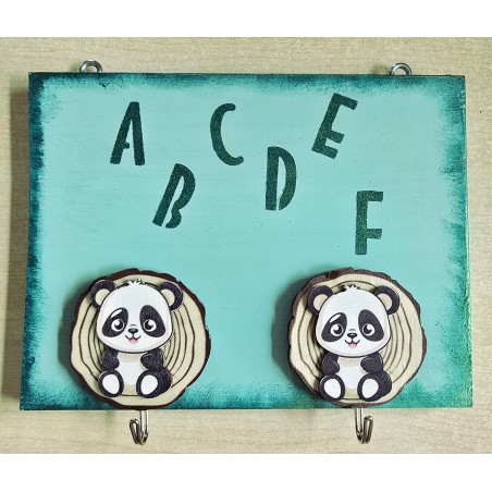 Kindergarderobe Panda/mint