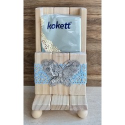 Taschentuch Ständer hellblau/Schmetterling