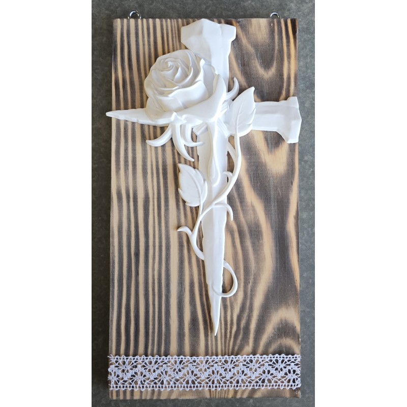 Schild mit Kreuz Rose geflammt