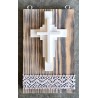 Schild mit Kreuz geflammt