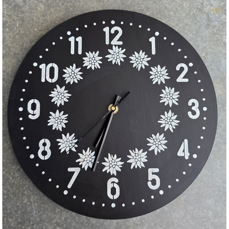 Uhr rund Edelweiss/schwarz