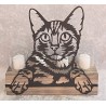 Teelicht Balken Katzen Kopf