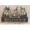 Teelicht Balken Willkommen/Lustige Hühner