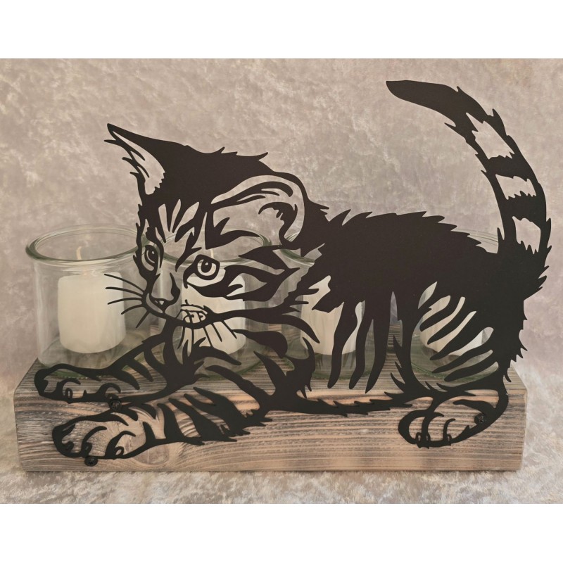 Teelicht Balken Katze