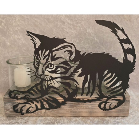 Teelicht Balken Katze