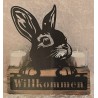 Teelicht Balken Willkommen/Kaninchen Kopf