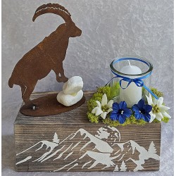 Teelicht Balken Steinbock/Berge