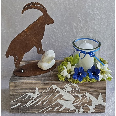 Teelicht Balken Steinbock/Berge