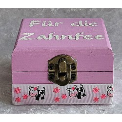 Milchzähne Holzkistchen " Für die Zahnfee " rosa