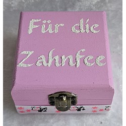 Milchzähne Holzkistchen " Für die Zahnfee " rosa