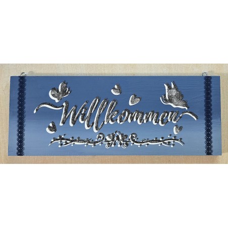 Schild "Willkommen"/blautöne