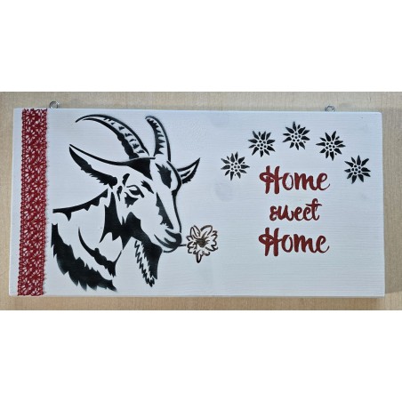 Schild "Home sweet Home"/Ziege/rot