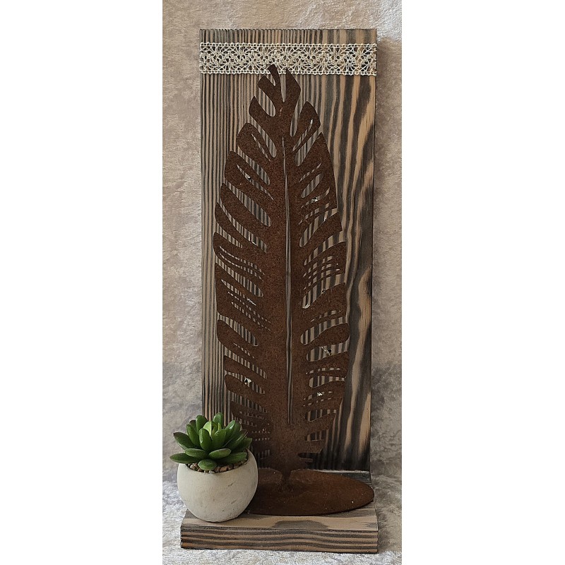 Schild stehend Blatt mit rosteffekt/LED's