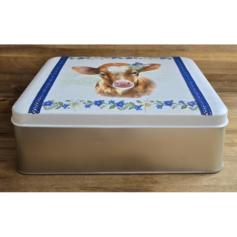 Alu Dose Kalb/Edelweiss und Enzian /blau