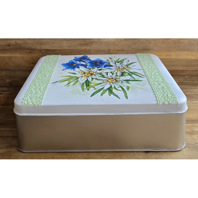 Alu Dose Edelweiss und Enzian/hellgrün
