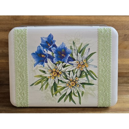 Alu Dose Edelweiss und Enzian/hellgrün