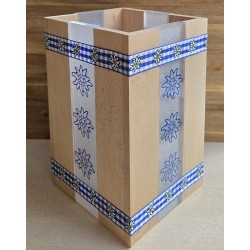 Klötzchen Laterne blau/Edelweiss