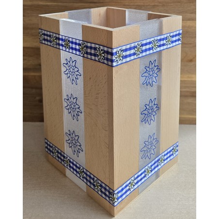 Klötzchen Laterne blau/Edelweiss